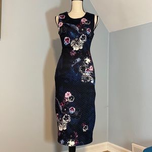 State Of Being Floral/Quilted Midi Dress